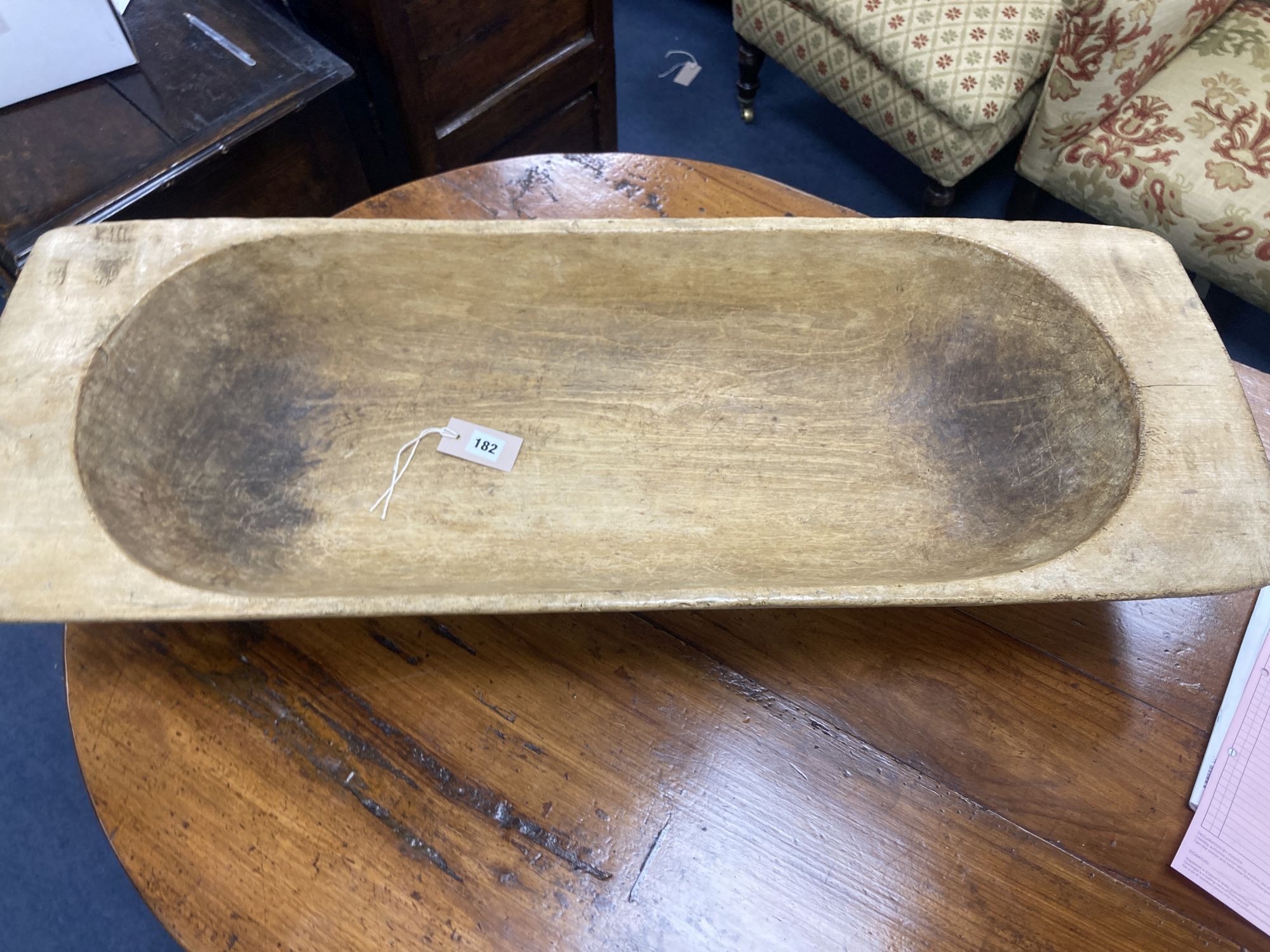 A 19th century flour trough, width 100cm, depth 36cm, height 14cm
